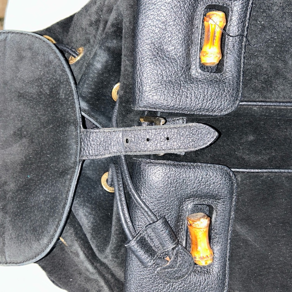 Gucci Black Leather Backpack with Bamboo Accents - Picture 4 of 4
